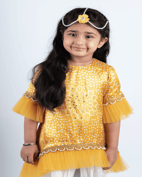 Pre-Order: Yellow Bhandej Kurta Patiala