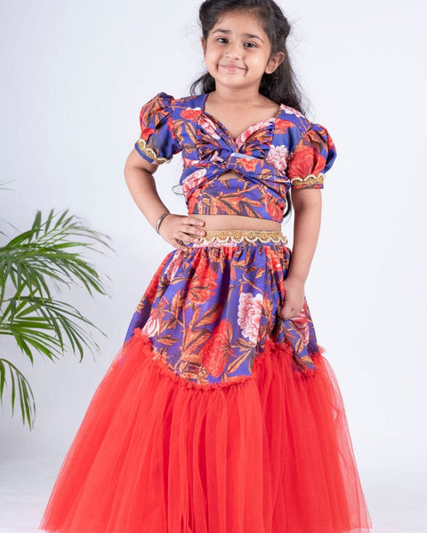 Pre-Order: Floral Soft Net Knot Ghagra