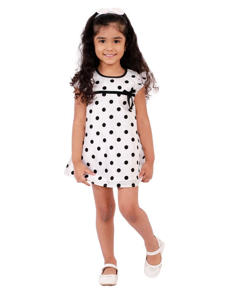 White Dress with Black Polka Dot