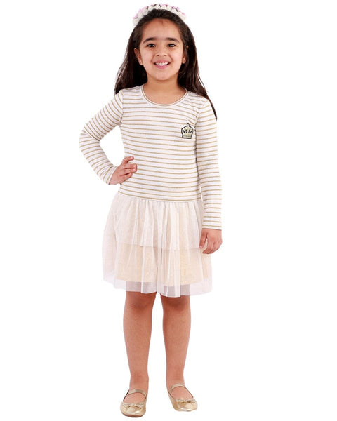 Stripe Lurex Top Dress with Tulle