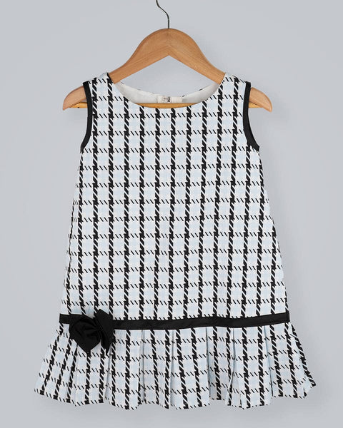 Pre-Order: Box Print Dress with Bow