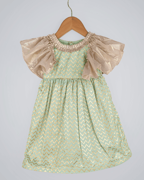 Pre-Order: Gold and Green Printed Dress