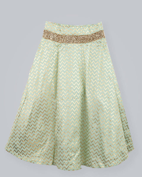 Pre-Order: Zig-zag Printed Ghagra Choli with Frill strips