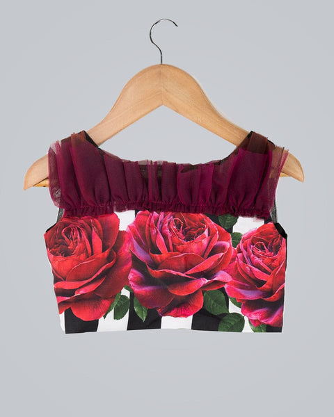 Pre-Order: Printed Ghagra Choli with Frilled Dupatta