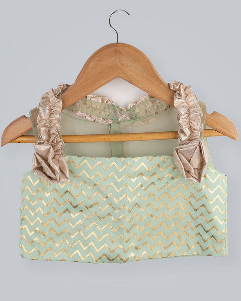 Pre-Order: Zig-zag Printed Ghagra Choli with Frill strips