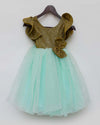 Pre-Order: Golden Shimmer and Aqua Glitter Net Frock