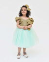 Pre-Order: Golden Shimmer and Aqua Glitter Net Frock