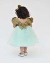 Pre-Order: Golden Shimmer and Aqua Glitter Net Frock