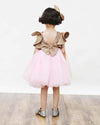 Pre-Order: Golden Shimmer and Pink Glitter Net Frock