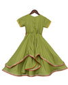 Pre-Order: Green Anarkali Dress with attached Embroidery Jacket
