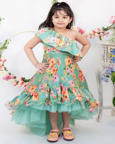 Pre-Order: Green Floral Print Gown