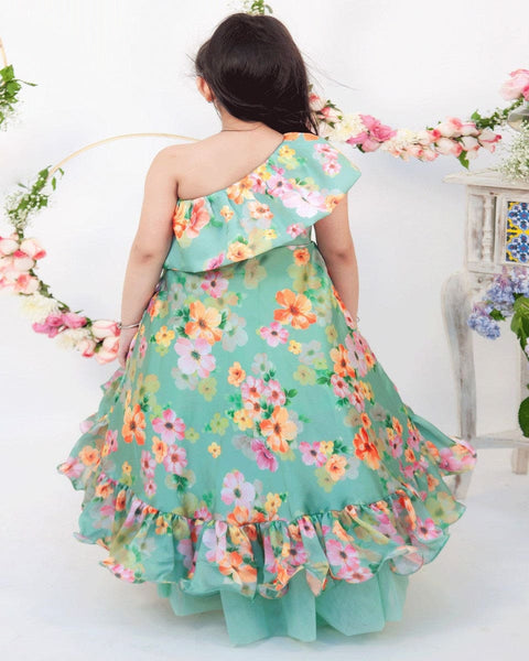 Pre-Order: Green Floral Print Gown