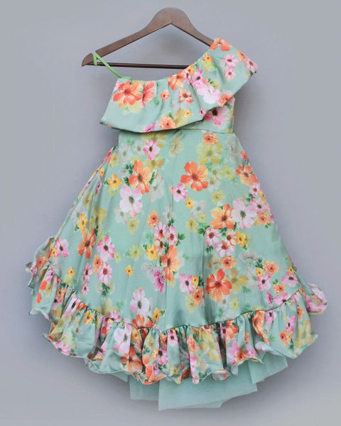 Pre-Order: Green Floral Print Gown