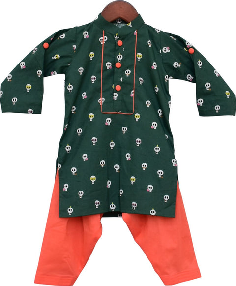 Pre-Order: Green Printed Kurta with Salwar