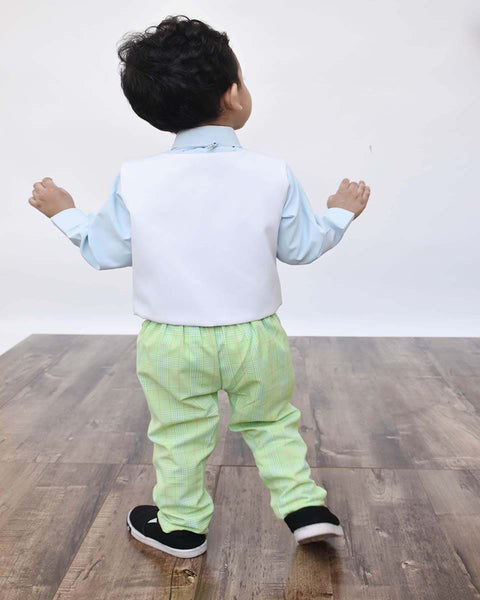 Pre-Order: Green Check Pant with Balloons waist coat