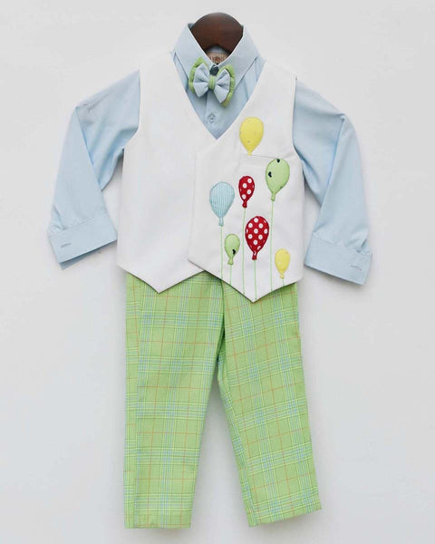 Pre-Order: Green Check Pant with Balloons waist coat