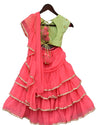 Pre-Order: Green Embroidery Choli with Pink Saree