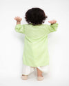 Pre-Order: Green Kurta with Off White Dhoti Set