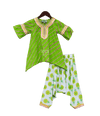 Pre-Order: Green Leheriya Kurti with Dhoti