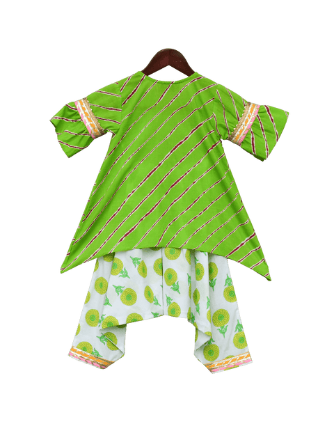 Pre-Order: Green Leheriya Kurti with Dhoti