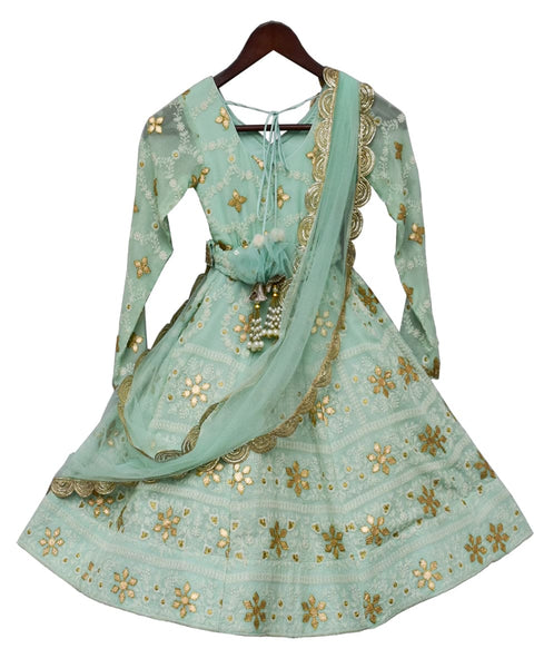 Pre-Order: Green Lucknowi Anarkali Dress