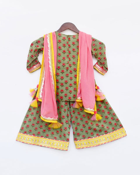 Pre-Order: Green Print Kurti Sharara