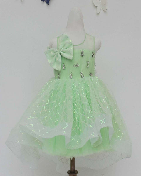 Pre-Order: Green Sequins Net Dress