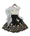 Pre-Order: Grey Embroidery Choli with Black Gota Lehenga