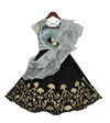 Pre-Order: Grey Embroidery Choli with Black Gota Lehenga