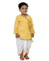 Yellow Leheriya Anagrkha with White Dhoti