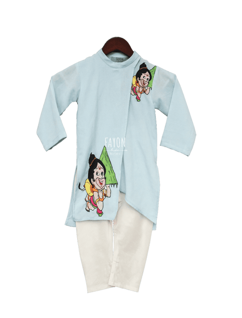 Pre-Order: Blue Hanuman ji Print Kurta