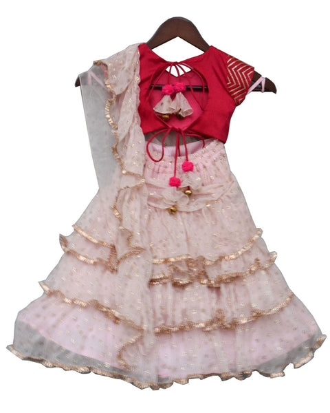 Pre-Order: Hot Pink Embroidery Choli with Baby Pink Saree