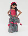 Pre-Order: Hot Pink Choli with Printed Sharara