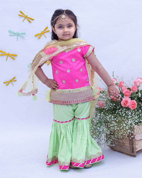 Pre-Order: Hot Pink Kurti with Sharara and Dupatta