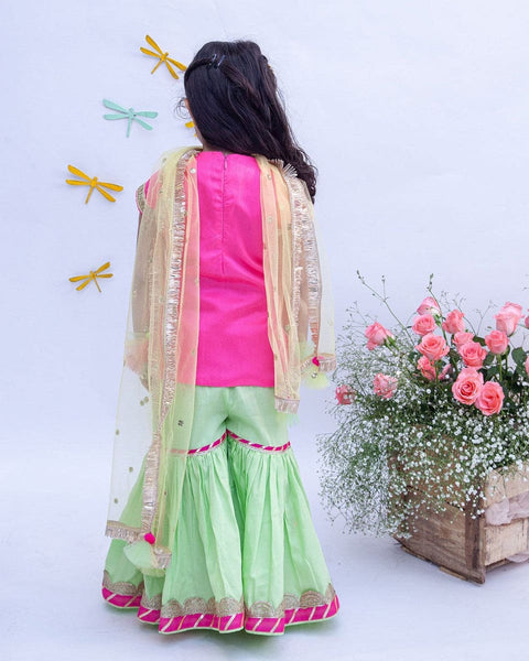 Pre-Order: Hot Pink Kurti with Sharara and Dupatta