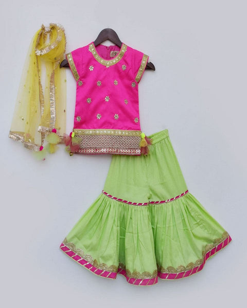 Pre-Order: Hot Pink Kurti with Sharara and Dupatta