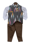 Pre-Order: Ikat Print Nehru Jacket with Pant & Shirt