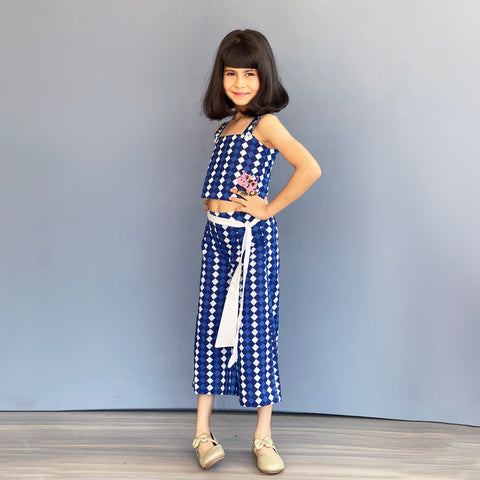 Pre-Order: Chequered Blue N White Cord-Set