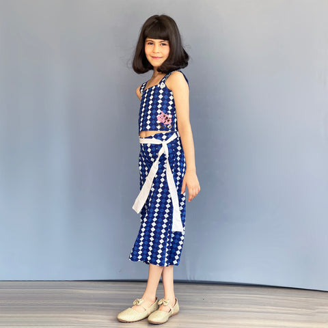 Pre-Order: Chequered Blue N White Cord-Set
