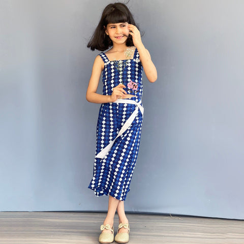 Pre-Order: Chequered Blue N White Cord-Set