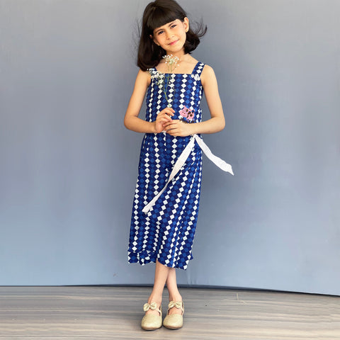 Pre-Order: Chequered Blue N White Cord-Set