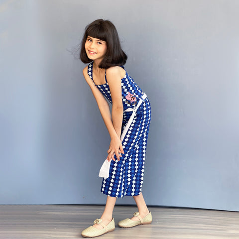 Pre-Order: Chequered Blue N White Cord-Set
