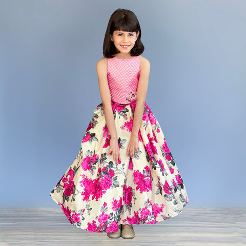 Pre-Order: Ruffled shrug with printed skirt and top