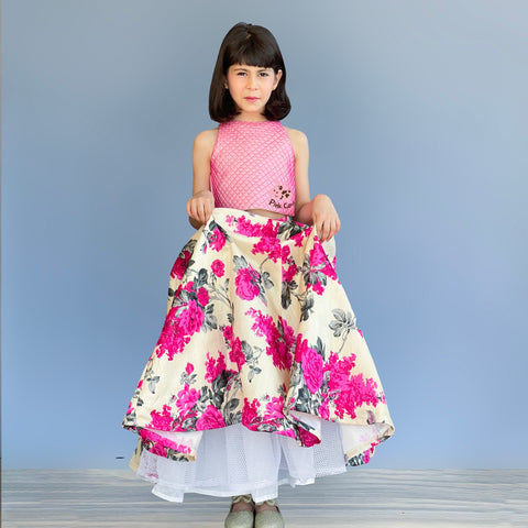Pre-Order: Ruffled shrug with printed skirt and top