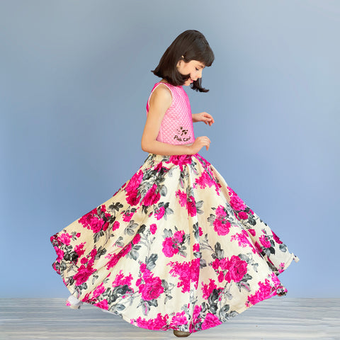 Pre-Order: Ruffled shrug with printed skirt and top