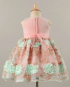 Pre-Order: Stylish Dress in Silk with Pearl Embellishment-Peach