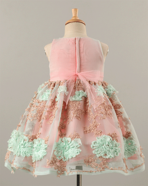 Pre-Order: Stylish Dress in Silk with Pearl Embellishment-Peach