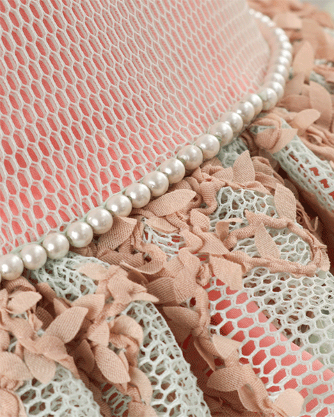 Pre-Order: Stylish Dress in Silk with Pearl Embellishment-Peach