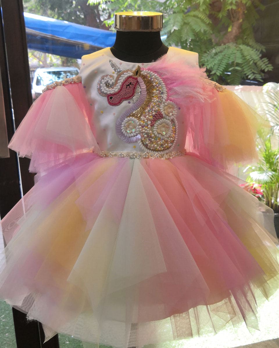 blue dress for baby girl Fancydresswale Unicorn Dress with Wings,Headband Princess Costume –  fancydresswale.com main image 1