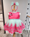 Pre-Order: Pink/Sea Green Waistline Embellished Dress